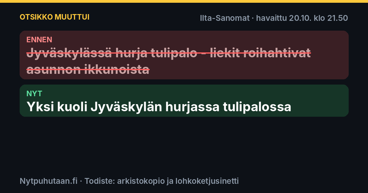 Ennen: Jyväskylässä hurja tulipalo – liekit roihahtivat asunnon ikkunoista. Nyt: Yksi kuoli Jyväskylän hurjassa tulipalossa
