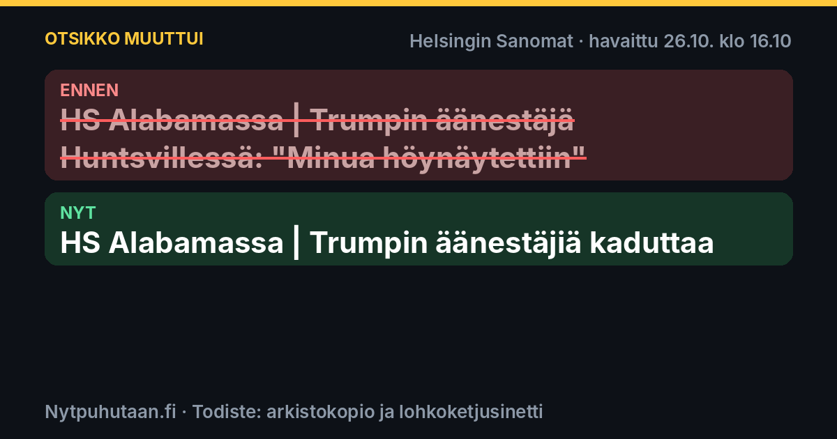 Ennen: HS Alabamassa | Trumpin äänestäjä Huntsvillessä: ”Minua höynäytettiin”. Nyt: HS Alabamassa | Trumpin äänestäjiä kaduttaa