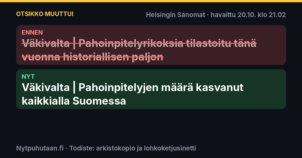 Ennen: Väkivalta | Pahoinpitelyrikoksia tilastoitu tänä vuonna historiallisen paljon. Nyt: Väkivalta | Pahoinpitelyjen määrä kasvanut kaikkialla Suomessa