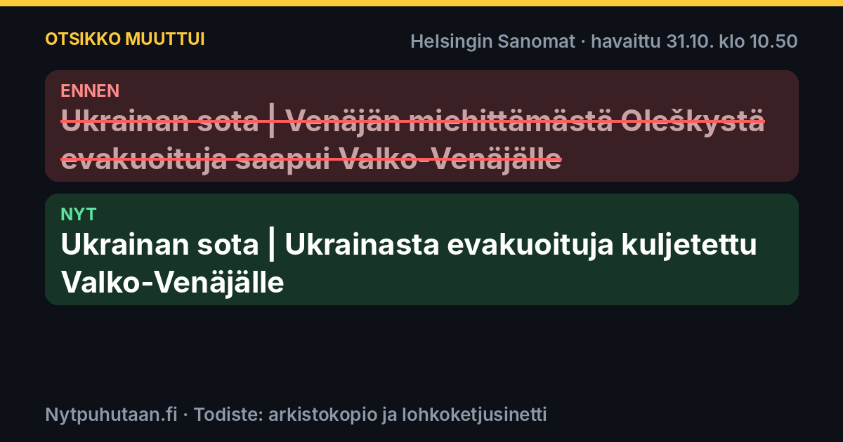 Ennen: Ukrainan sota | Venäjän miehittämästä Oleškystä evakuoituja saapui Valko-Venäjälle. Nyt: Ukrainan sota | Ukrainasta evakuoituja kuljetettu Valko-Venäjälle