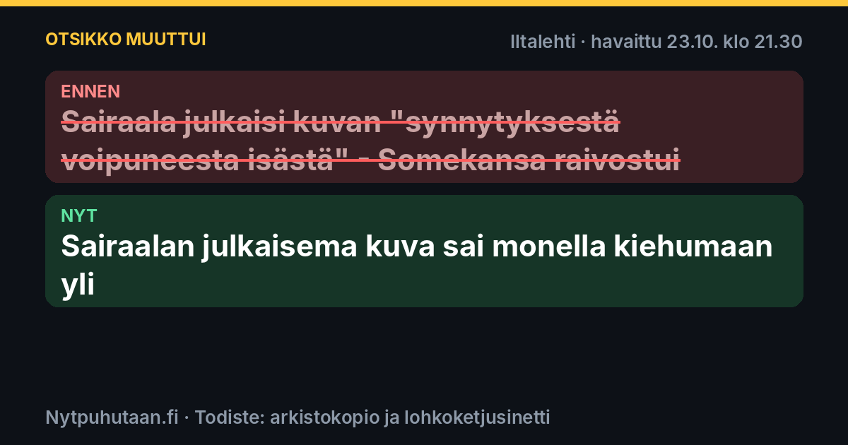 Ennen: Sairaala julkaisi kuvan ”synnytyksestä voipuneesta isästä” – Somekansa raivostui. Nyt: Sairaalan julkaisema kuva sai monella kiehumaan yli