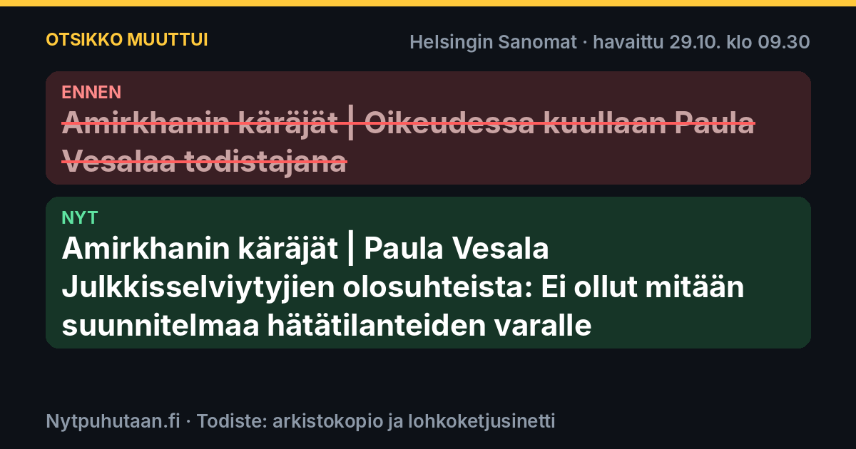 Ennen: Amirkhanin käräjät | Oikeudessa kuullaan Paula Vesalaa todistajana. Nyt: Amirkhanin käräjät | Paula Vesala Julkkisselviytyjien olosuhteista: Ei ollut mitään suunnitelmaa hätätilanteiden varalle